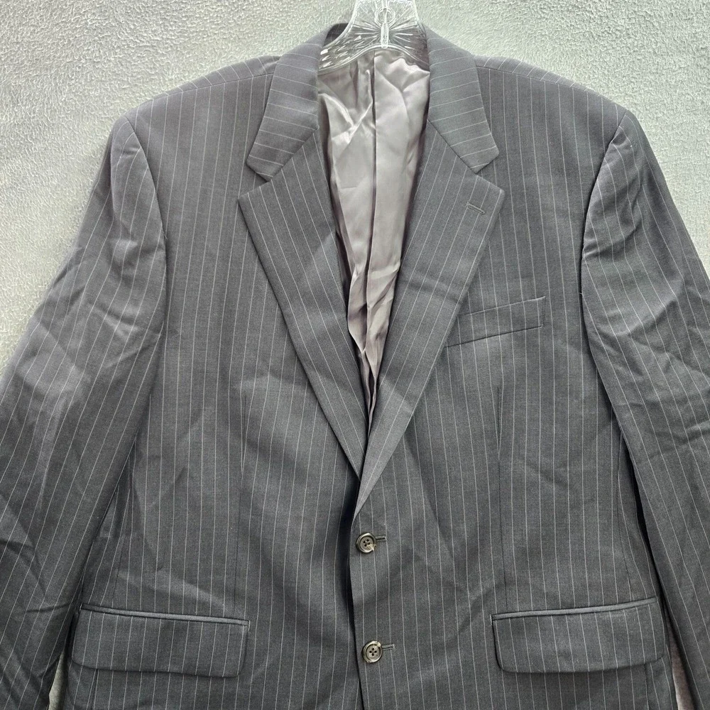 Ralph Ralph Lauren‎ Men Jacket 44 Gray Striped Blazer 2 Button Wool